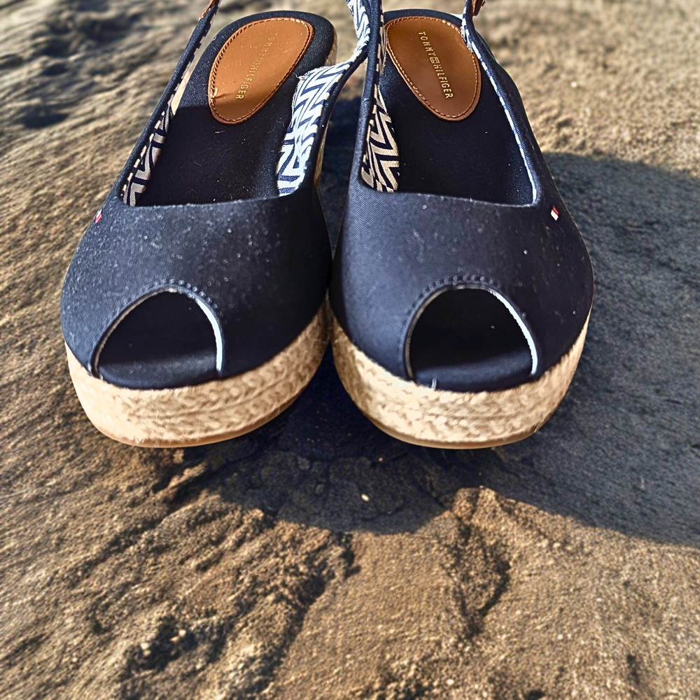 EUC Tommy Hilfiger Blue Wedge Sandals